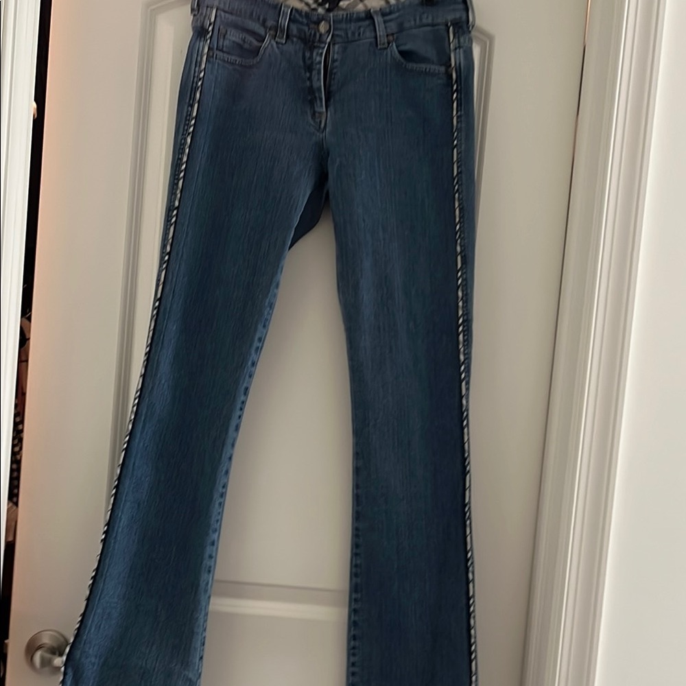 Burberry Blue Flare Wide Leg Jeans